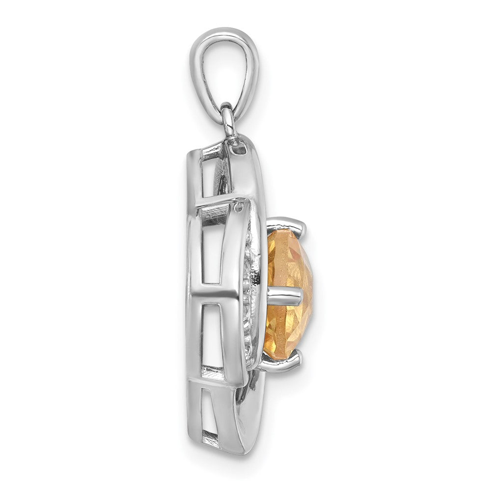 Sterling Silver Rh-Pltd Polished Fancy Citrine and White Topaz Pendant