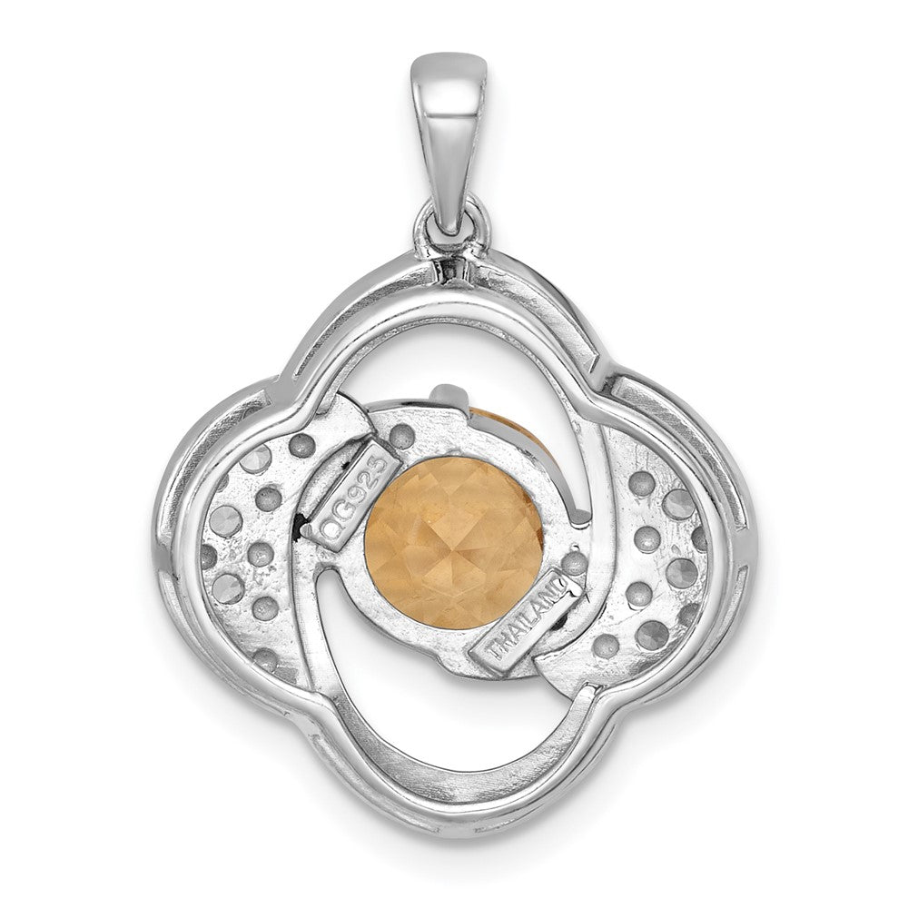 Sterling Silver Rh-Pltd Polished Fancy Citrine and White Topaz Pendant