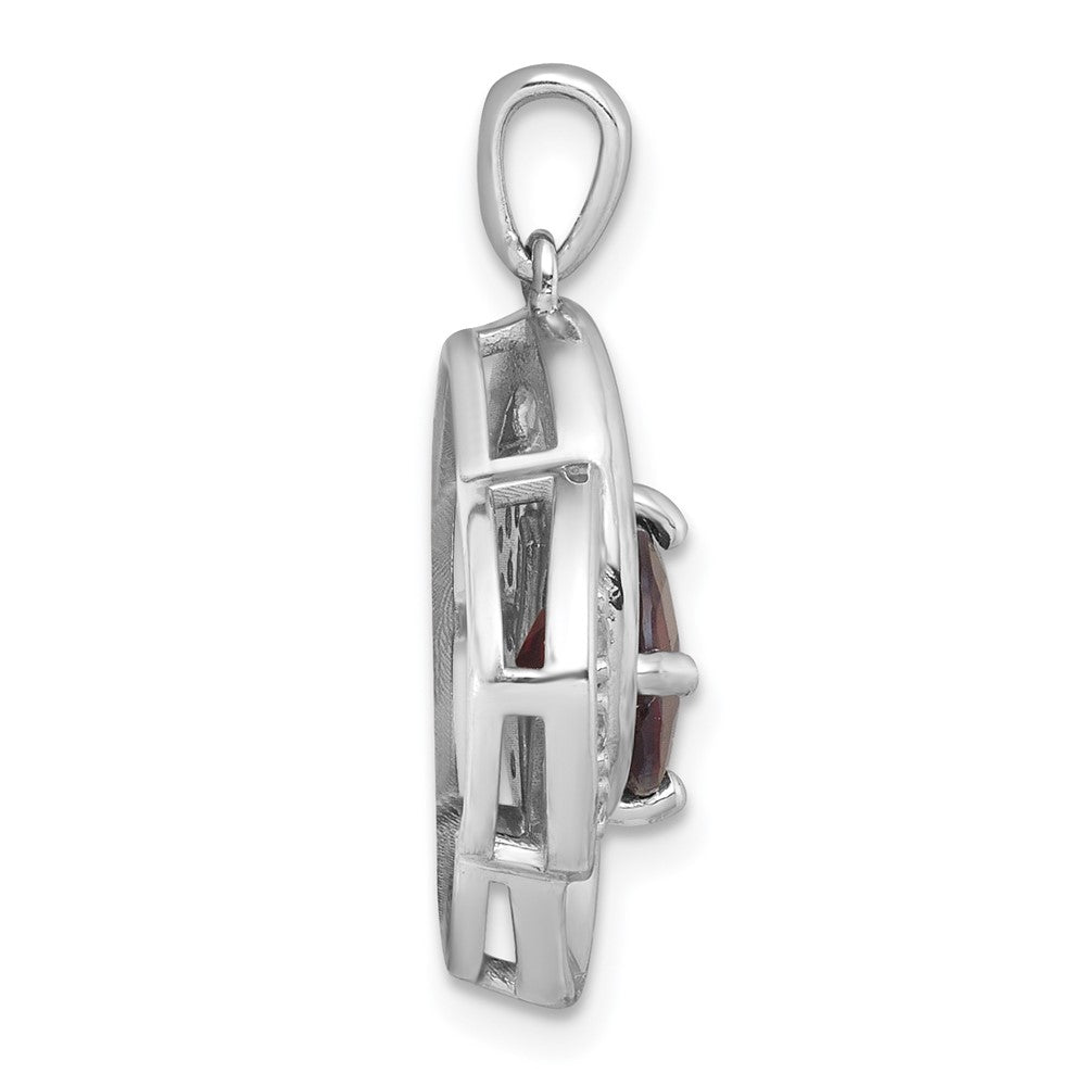 Sterling Silver Rh-Pltd Polished Fancy Garnet and White Topaz Pendant