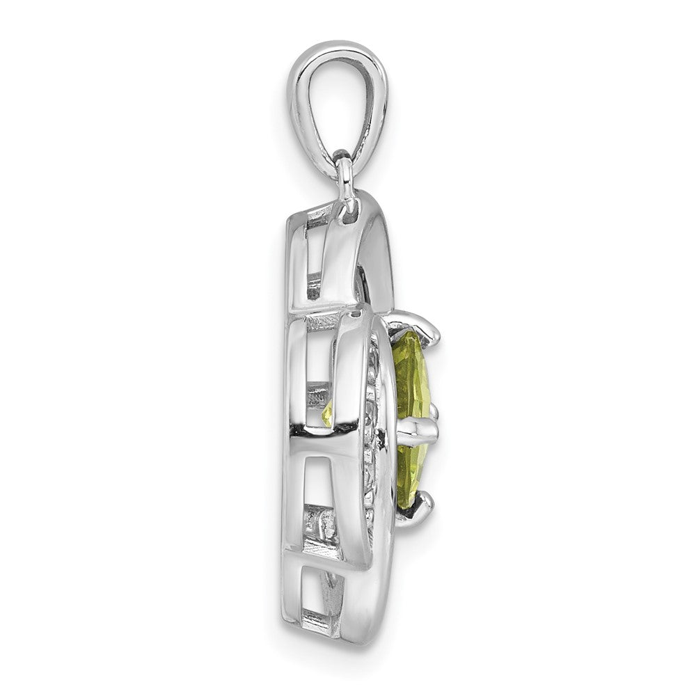 Sterling Silver Rh-Pltd Polished Fancy Peridot and White Topaz Pendant