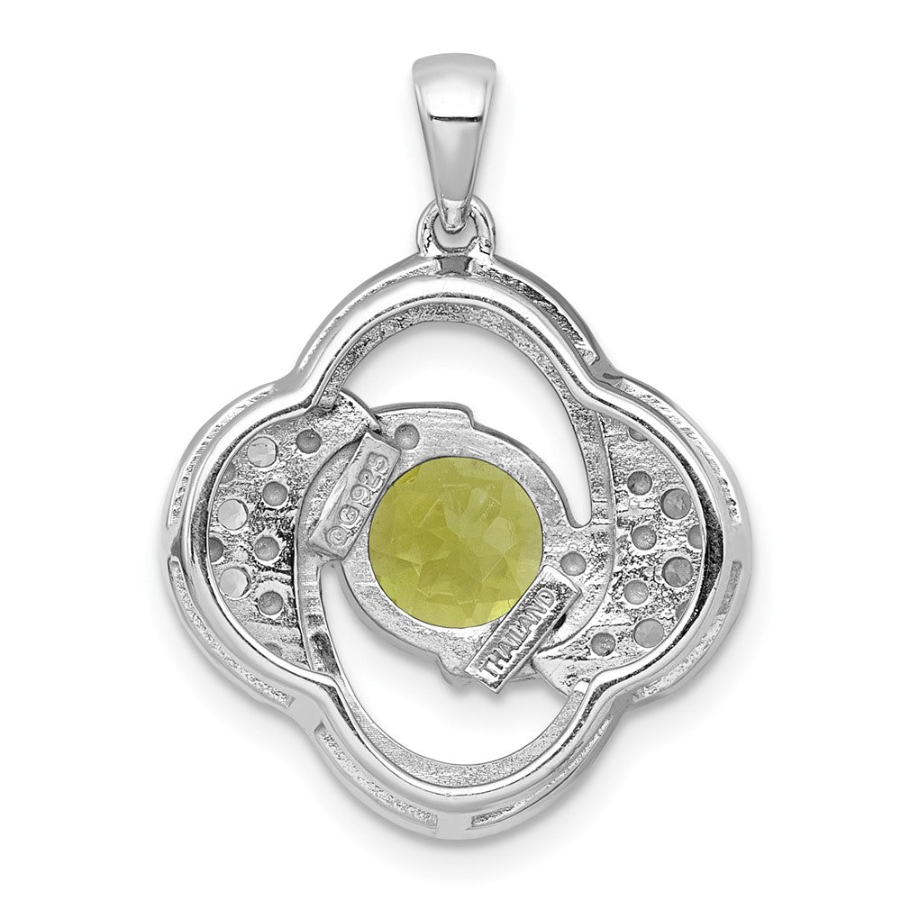 Sterling Silver Rh-Pltd Polished Fancy Peridot and White Topaz Pendant