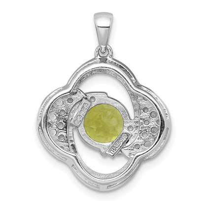 Sterling Silver Rh-Pltd Polished Fancy Peridot and White Topaz Pendant