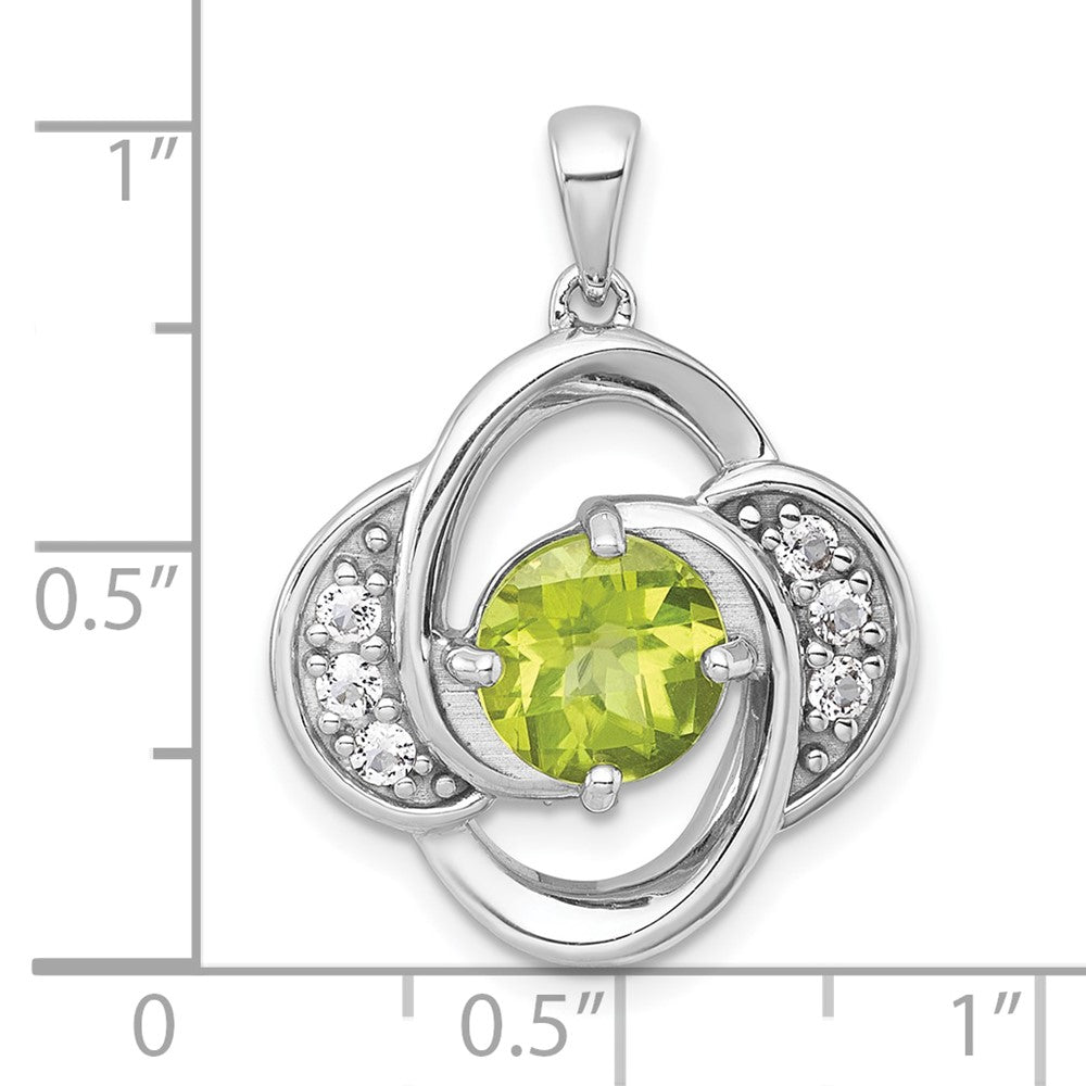 Sterling Silver Rh-Pltd Polished Fancy Peridot and White Topaz Pendant