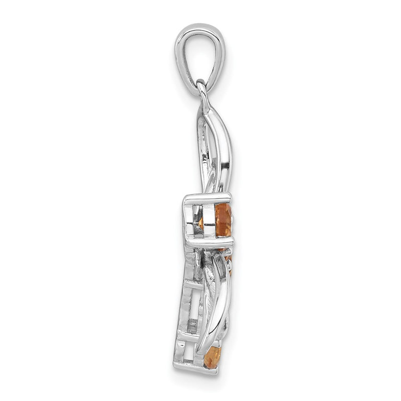 Sterling Silver Rhodium-Plated Polished Citrine Dragonfly Pendant