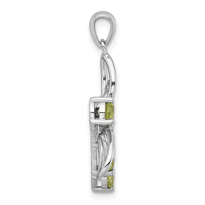 Sterling Silver Rhodium-Plated Polished Peridot Dragonfly Pendant