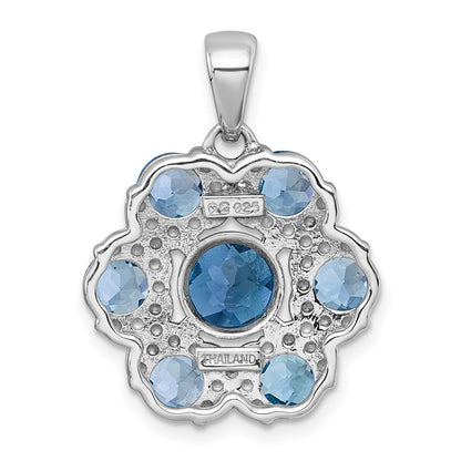 Sterling Silver Rh-Pltd Polished London Bt/light Swiss Bt Flower Pendant