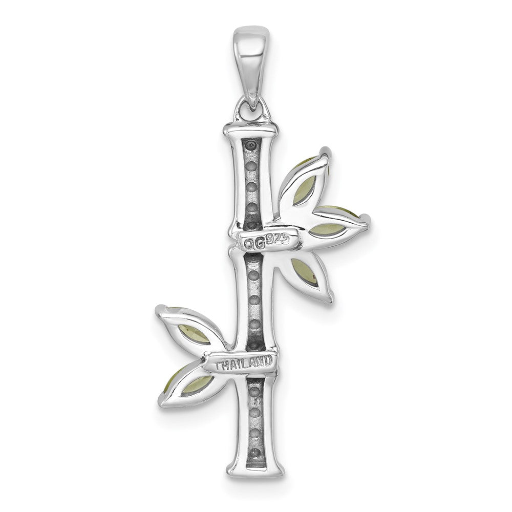 Sterling Silver Rhodium Plated Polished Fancy Peridot Bamboo Pendant