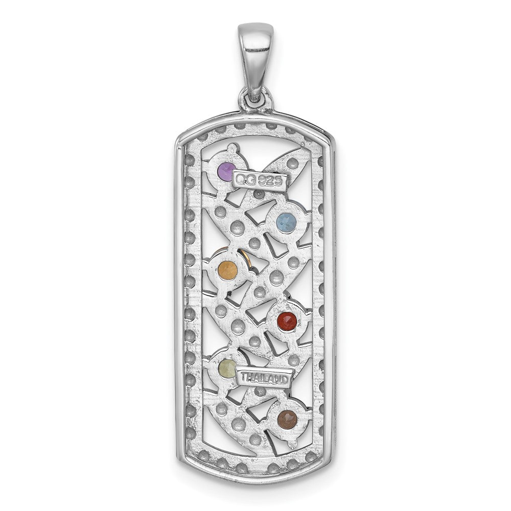 Sterling Silver Rhodium Plated Polished Fancy Multi Gemstone Pendant