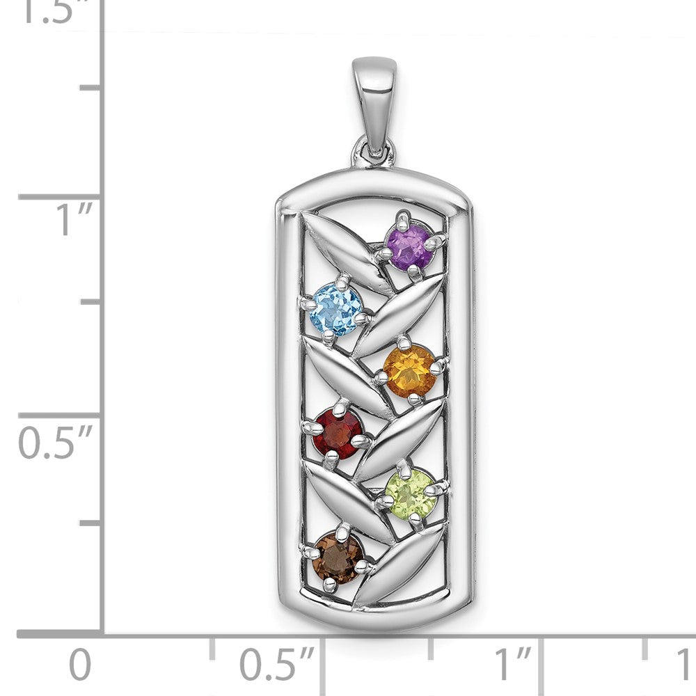 Sterling Silver Rhodium Plated Polished Fancy Multi Gemstone Pendant