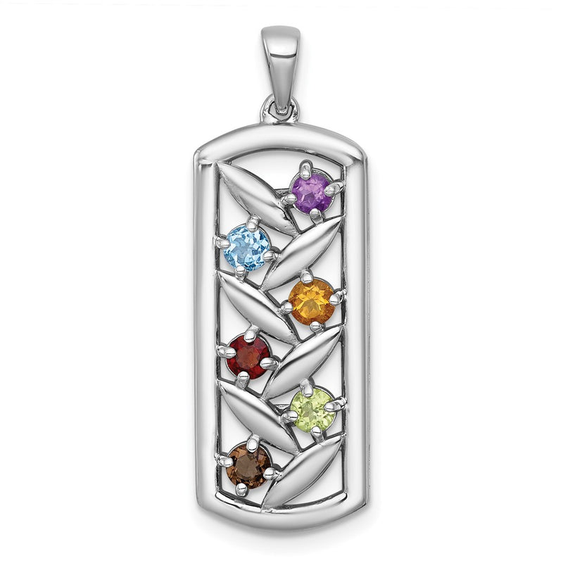 Sterling Silver Rhodium Plated Polished Fancy Multi Gemstone Pendant
