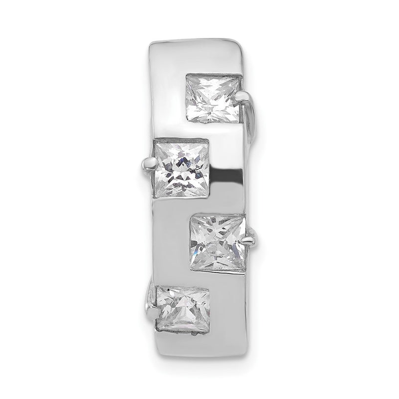 Sterling Silver Polished 4-Stone Square Cz Chain Slide