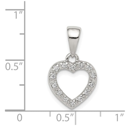 Sterling Silver Rhodium-Plated Cz Heart Shape Pendant