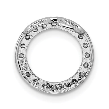 Sterling Silver Rhodium-Plated Cz Round Pendant