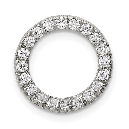 Sterling Silver Rhodium-Plated Cz Round Pendant