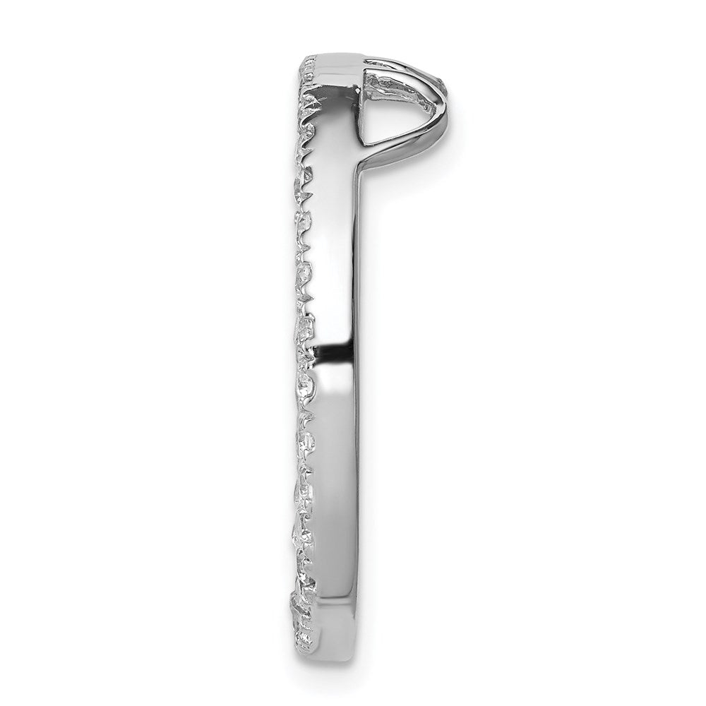 Sterling Silver Rhodium-Plated Cz Round Pendant