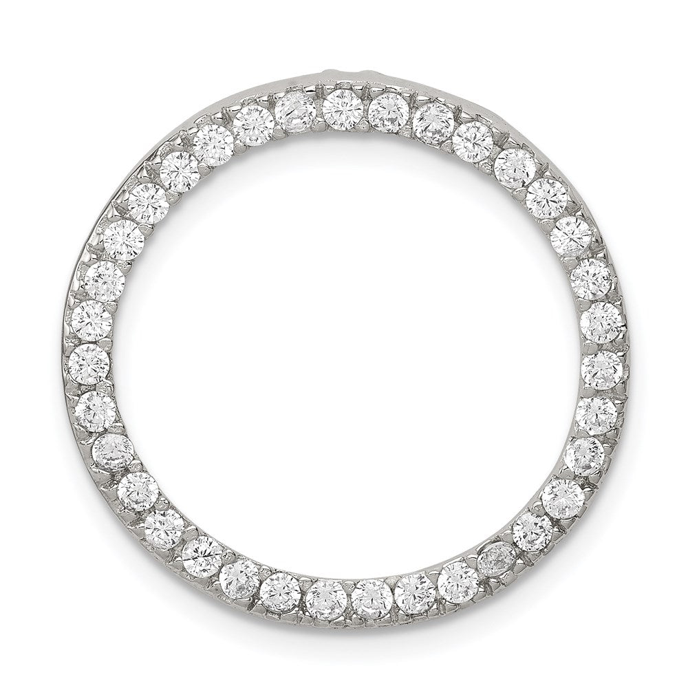 Sterling Silver Rhodium-Plated Cz Round Pendant