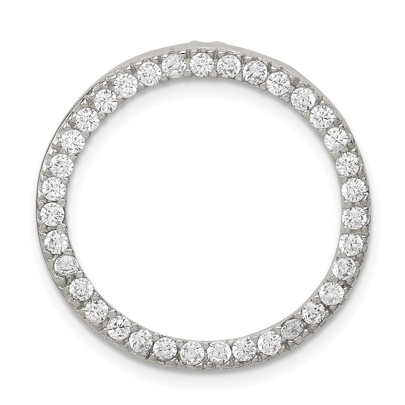 Sterling Silver Rhodium-Plated Cz Round Pendant