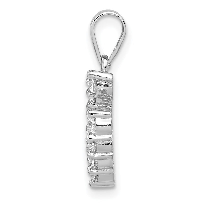 Sterling Silver Rhodium-Plated Horseshoe Cz Pendant