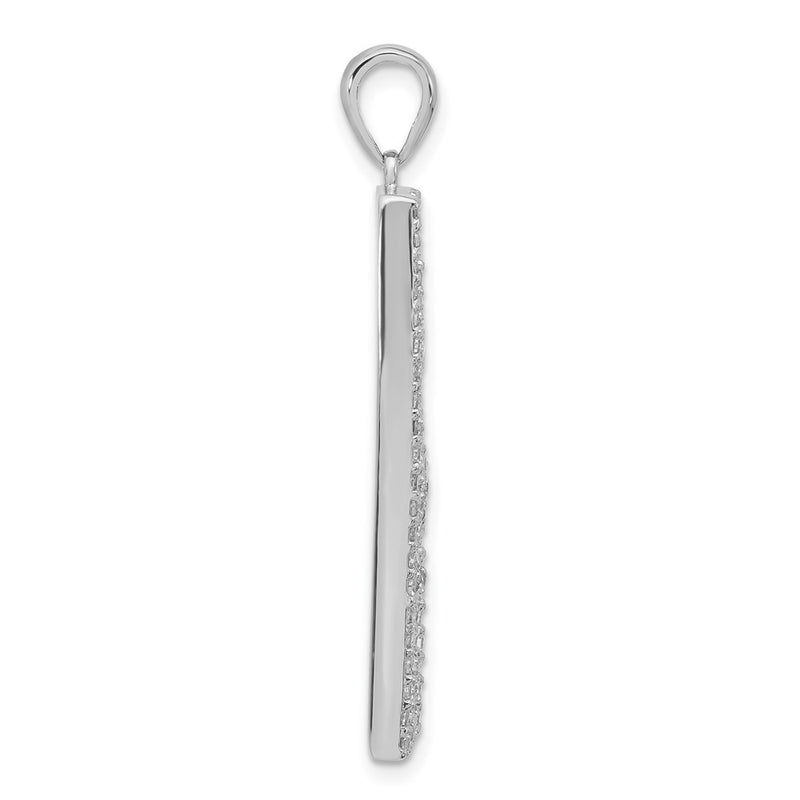Sterling Silver Polished Cz Floral Rectangle Pendant