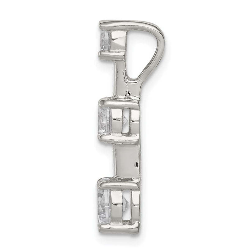 Sterling Silver Rhodium-Plated 3-Stone Cz Pendant
