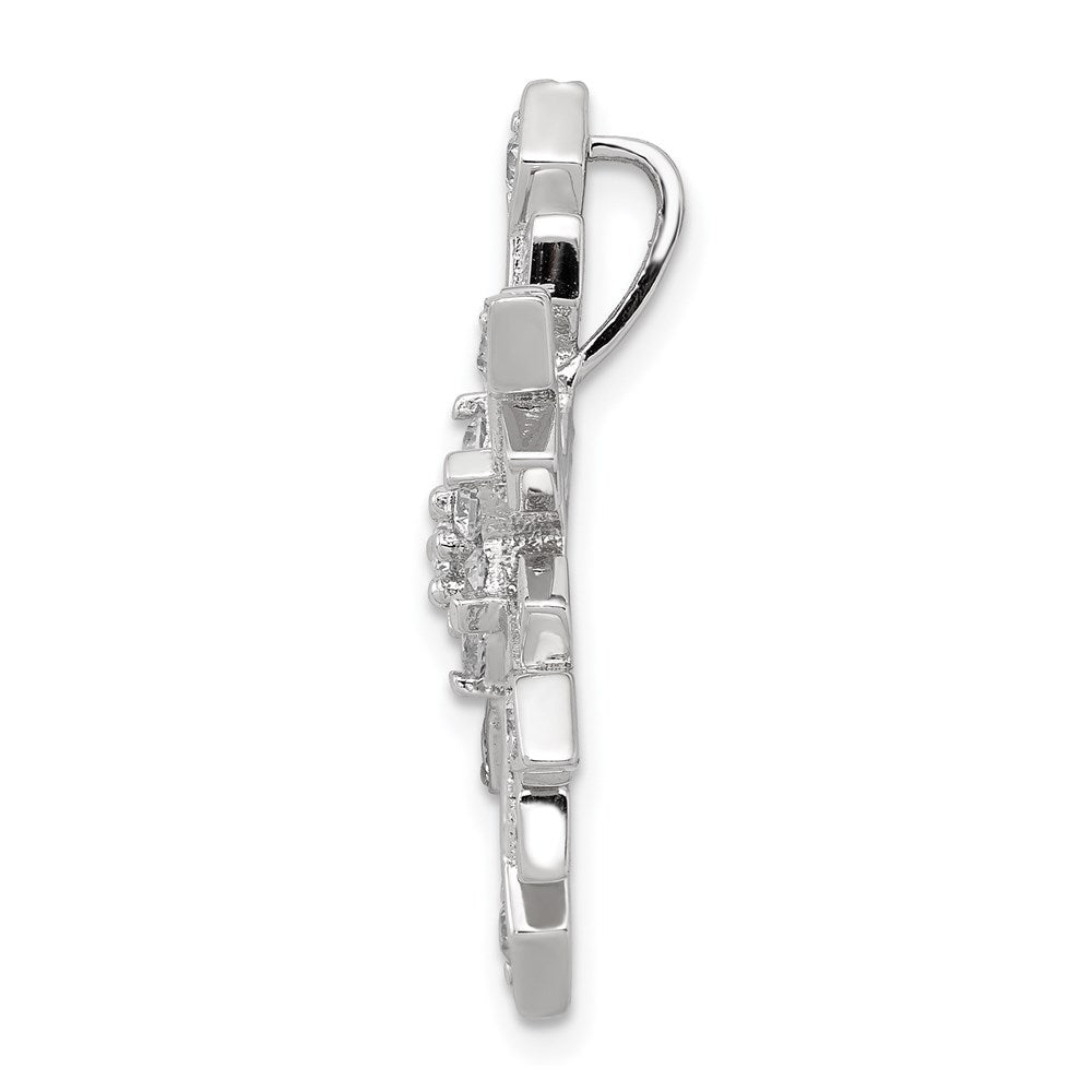 Sterling Silver Rhodium-Plated Cz Slide Pendant