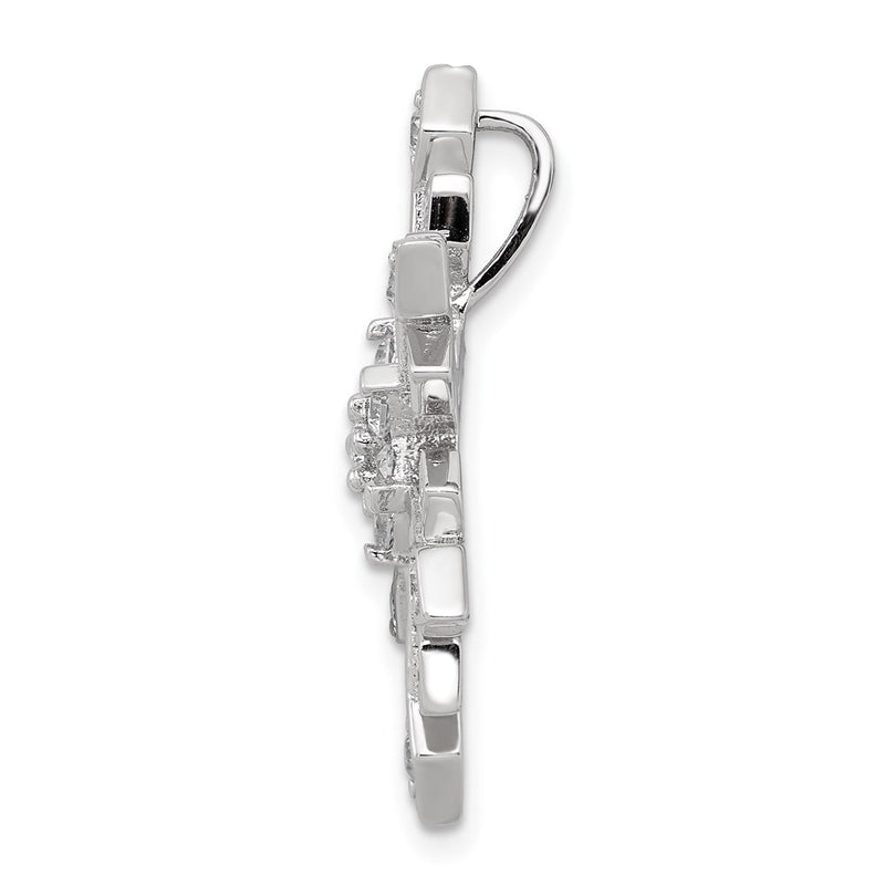 Sterling Silver Rhodium-Plated Cz Slide Pendant