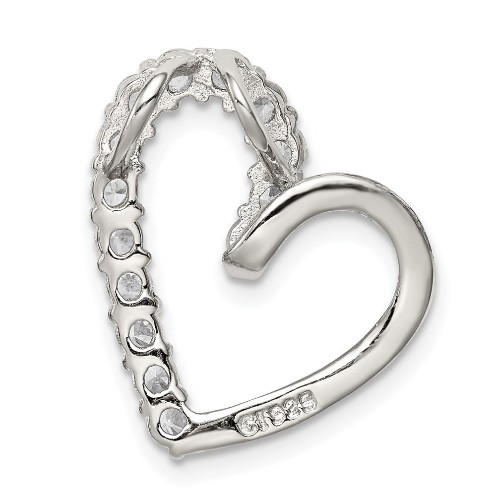 Sterling Silver Rhodium-Plated Cz Heart Pendant