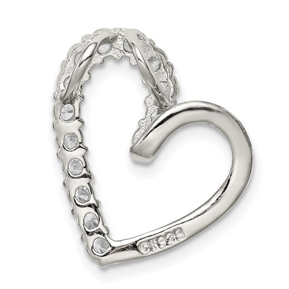 Sterling Silver Rhodium-Plated Cz Heart Pendant