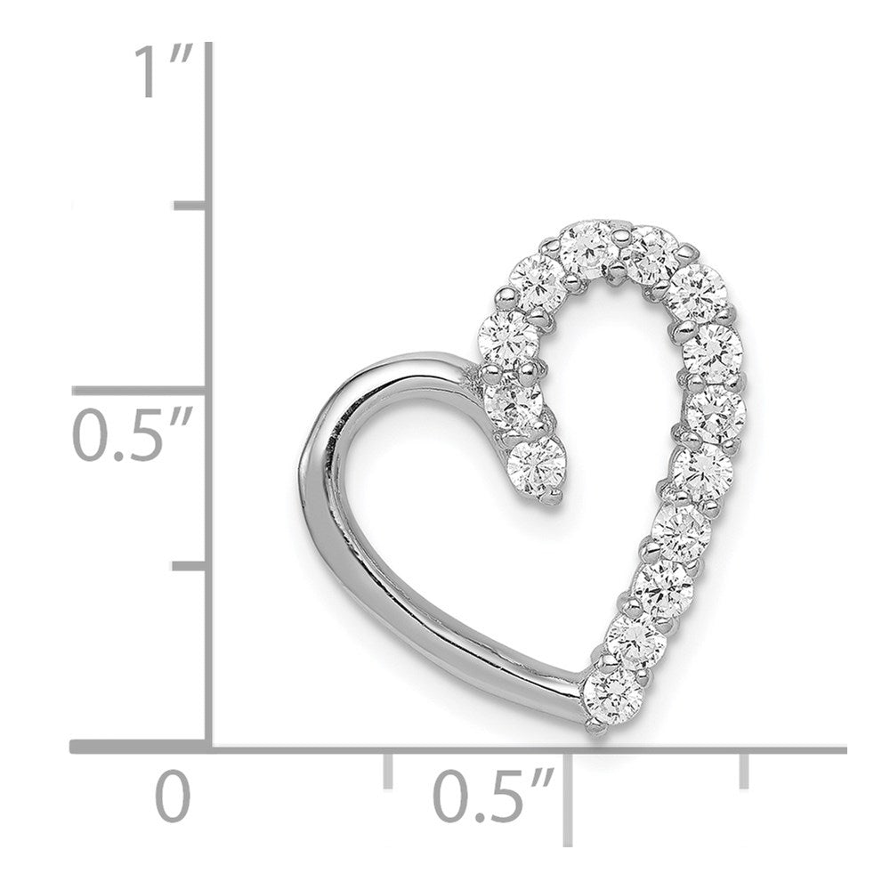 Sterling Silver Rhodium-Plated Cz Heart Pendant