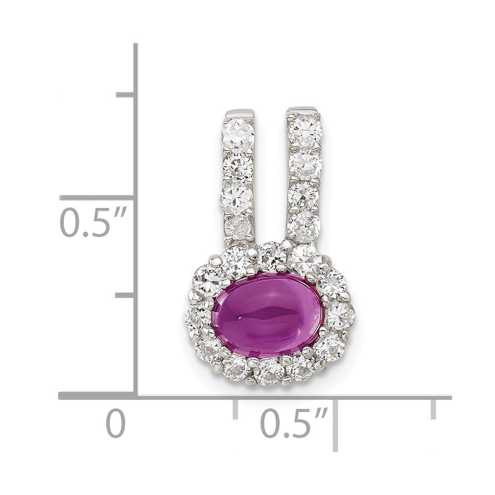 Sterling Silver Pink & Clear Cz Pendant Slide