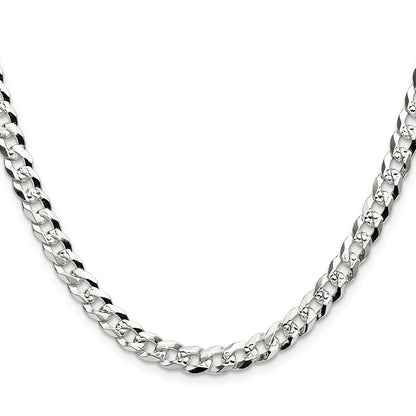 Sterling Silver 5.9mm Flat D/c Pave Curb Chain