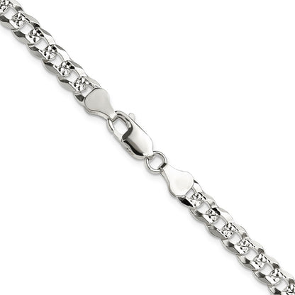 Sterling Silver 5.9mm Flat D/c Pave Curb Chain