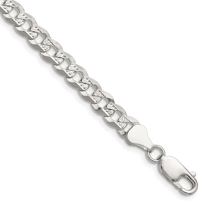 Sterling Silver 5.9mm Flat D/c Pave Curb Chain