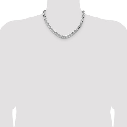 Sterling Silver 7.9mm Flat D/c Pave Curb Chain