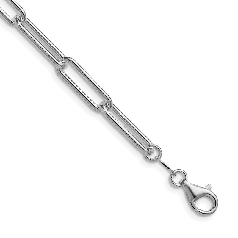 Sterling Silver Rhodium-Plated Polished 5.5mm Paperclip Chain