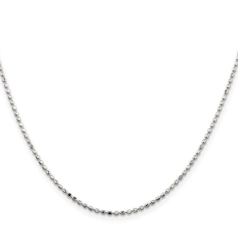 30 Inch Sterling Silver 1.5mm Fancy Beaded Chain Necklace