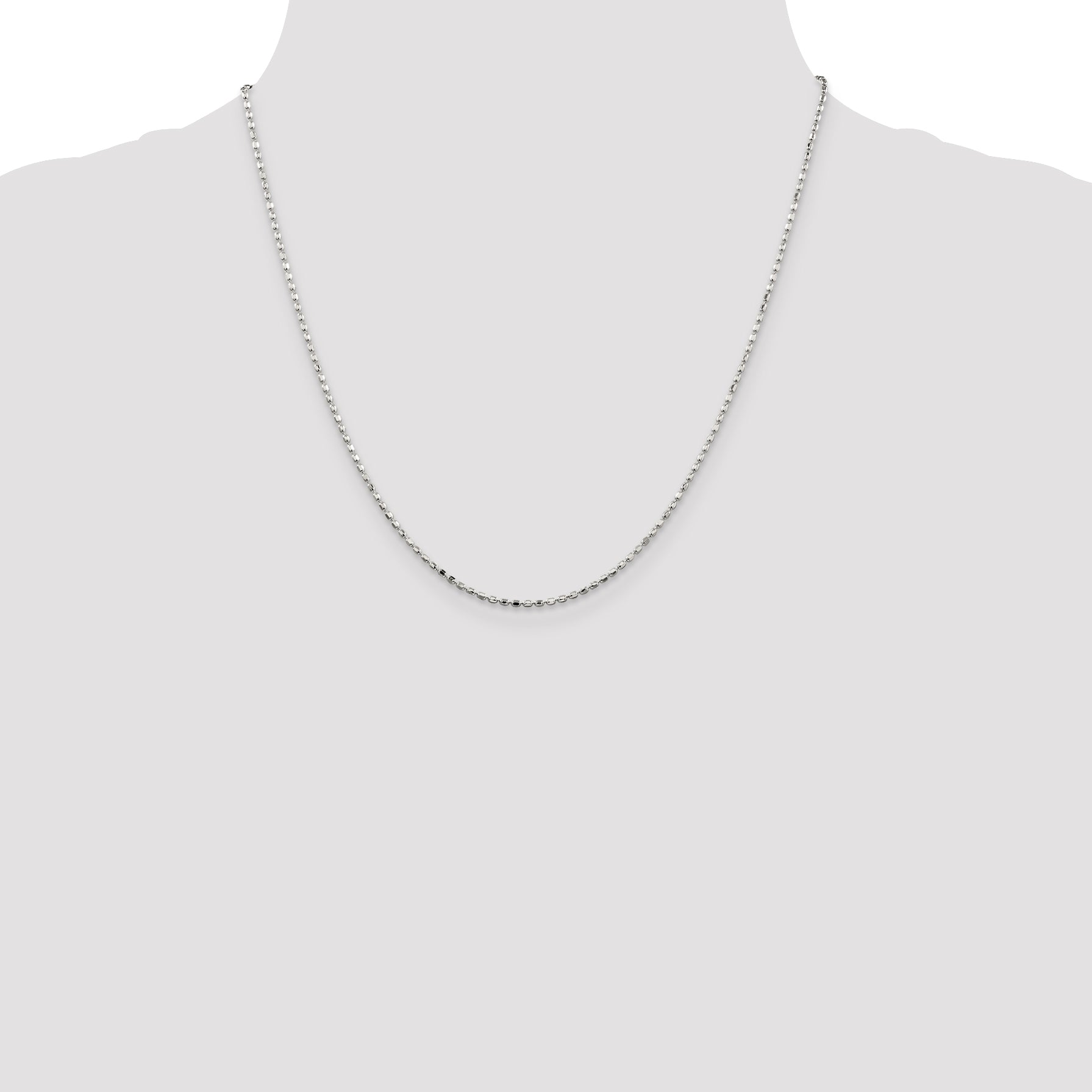 20 Inch Sterling Silver 1.5mm Fancy Beaded Chain