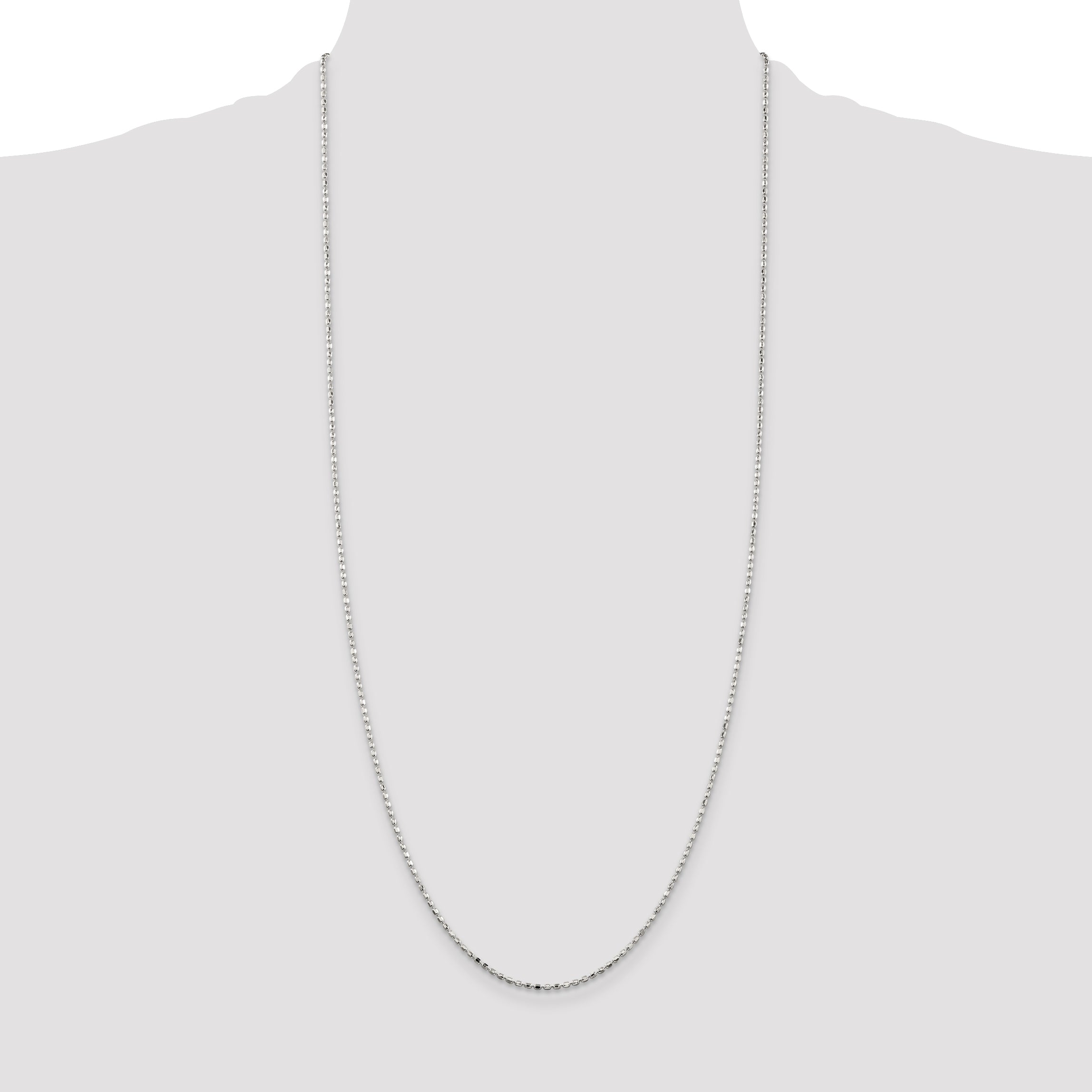 30 Inch Sterling Silver 1.5mm Fancy Beaded Chain