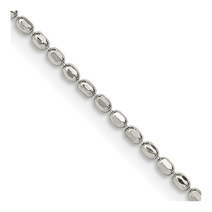 16 Inch Sterling Silver 1.5mm Fancy Beaded Chain Necklace