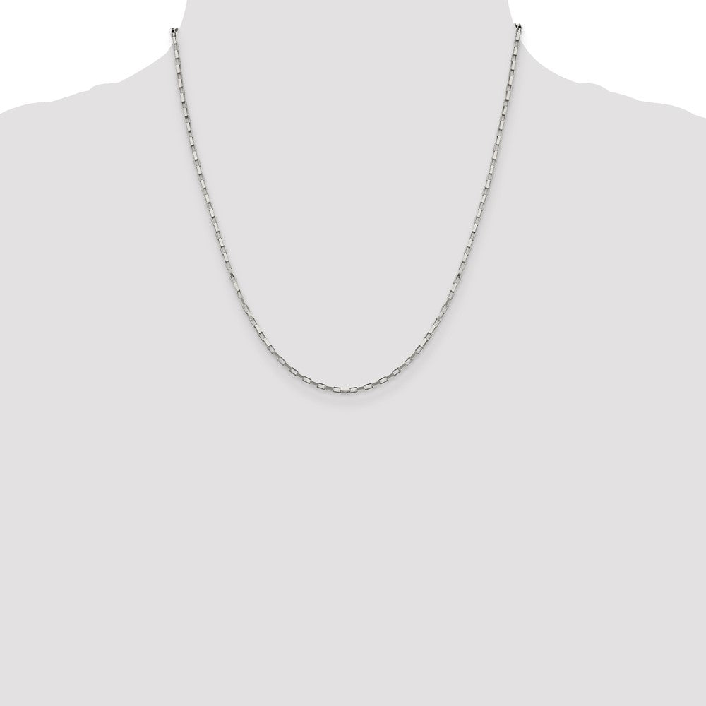 20 Inch Sterling Silver 1.65mm Elongated Box Chain Necklace
