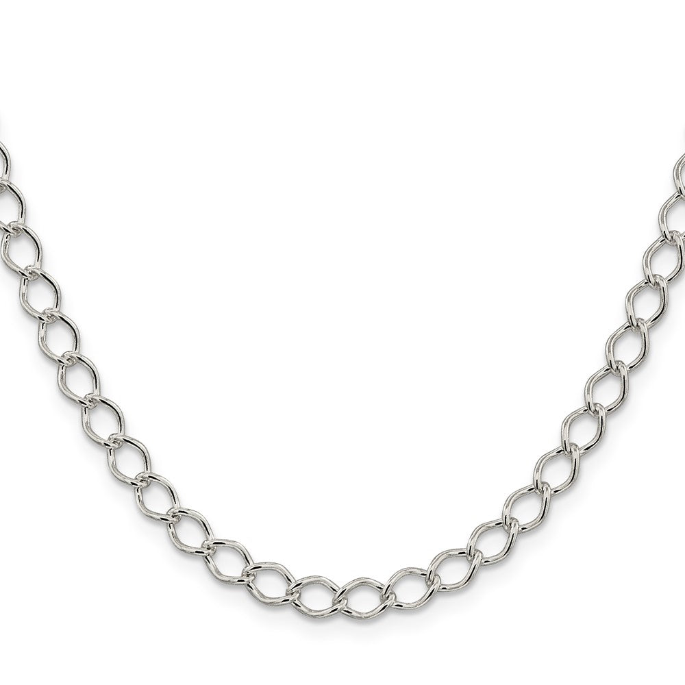 24 Inch Sterling Silver 5.75mm Fancy Open Curb Chain Necklace
