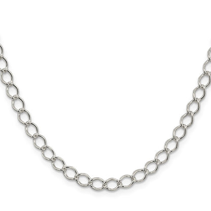 24 Inch Sterling Silver 5.75mm Fancy Open Curb Chain Necklace