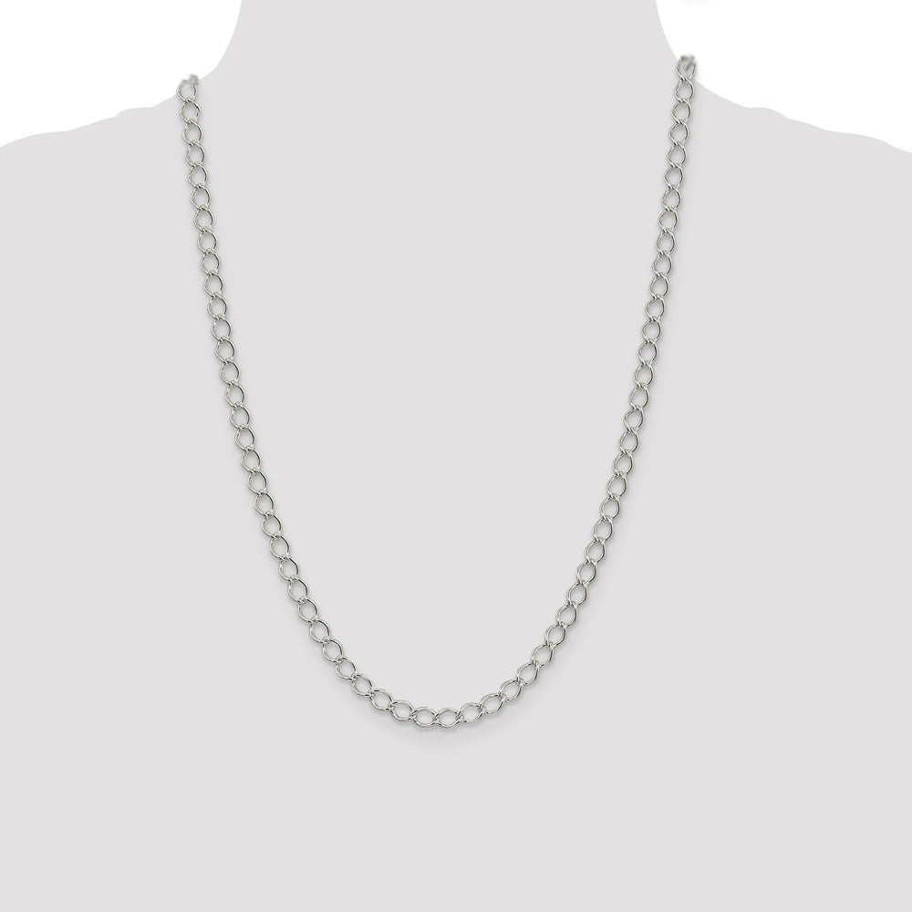 24 Inch Sterling Silver 5.75mm Fancy Open Curb Chain Necklace