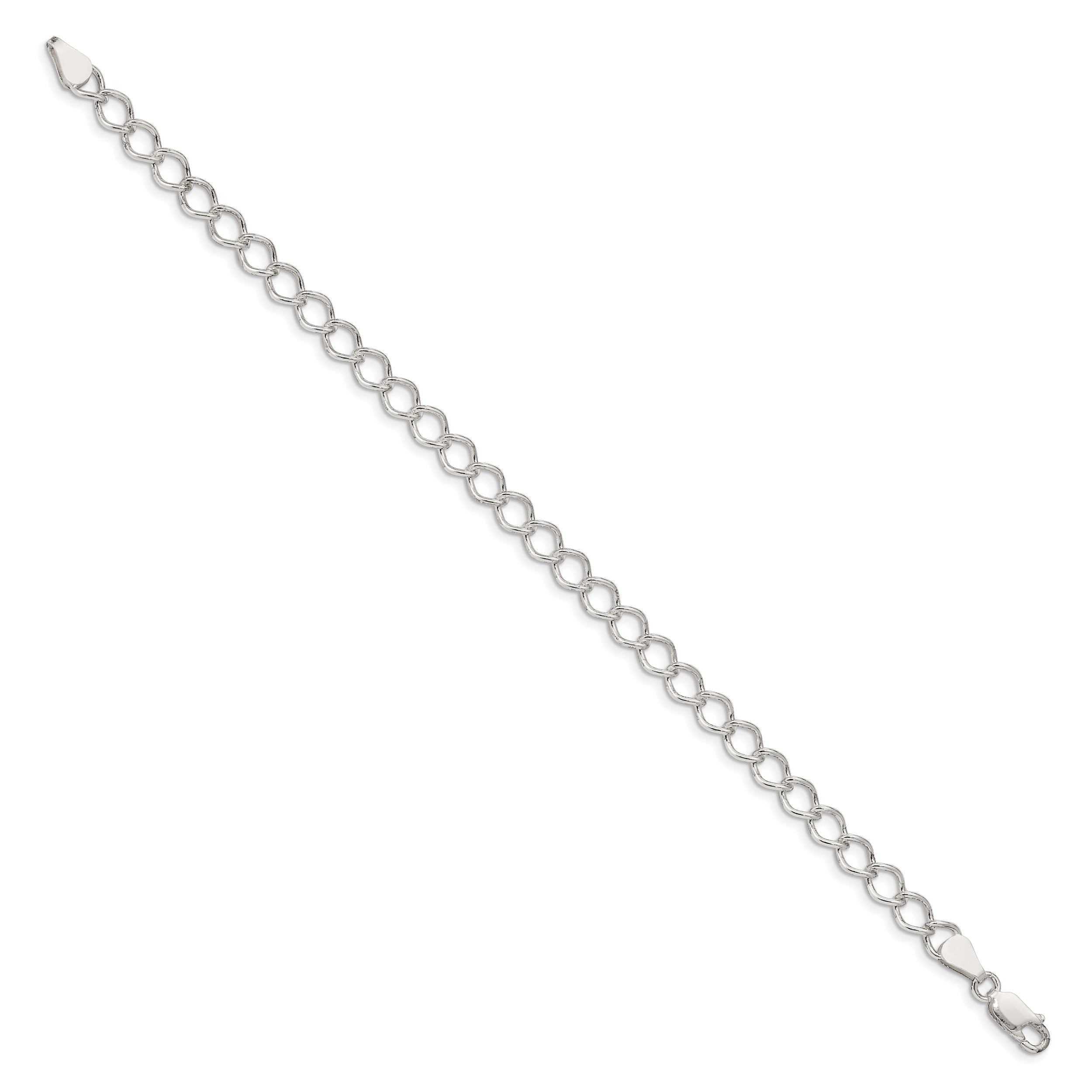 7 Inch Sterling Silver 5.75mm Fancy Open Curb Chain