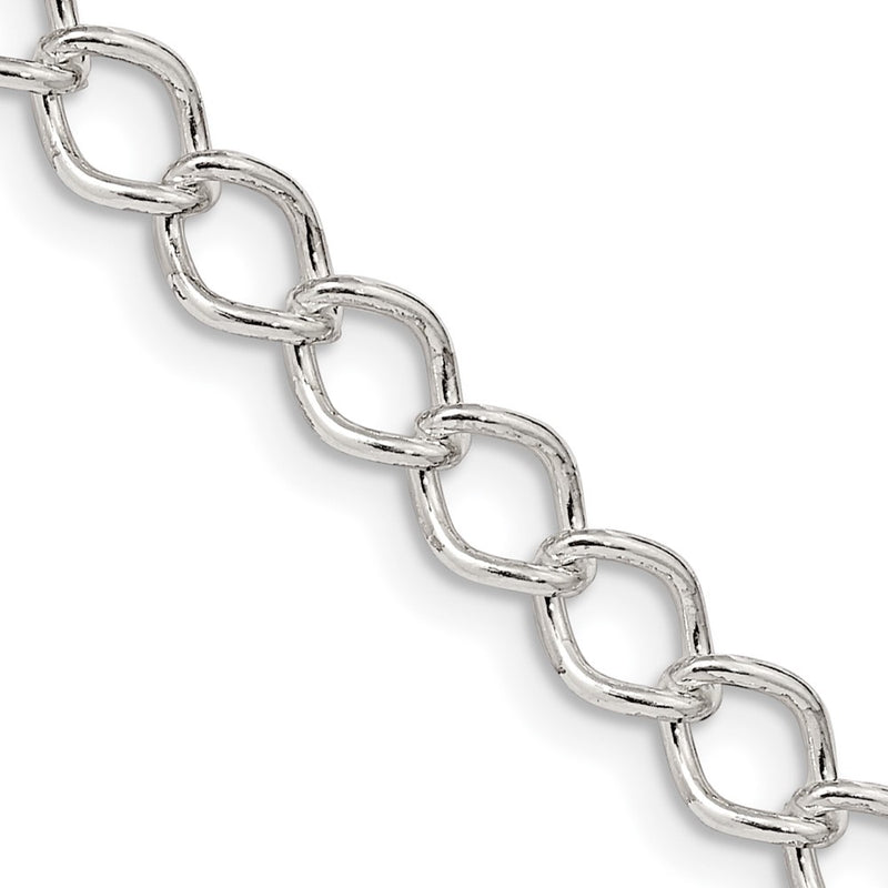 24 Inch Sterling Silver 5.75mm Fancy Open Curb Chain Necklace