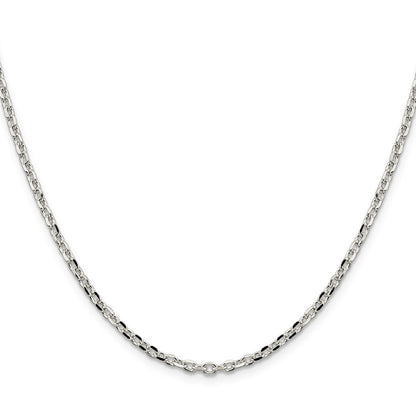 18 Inch Sterling Silver 2.75mm Diamond-Cut Forzantina Cable Chain Necklace
