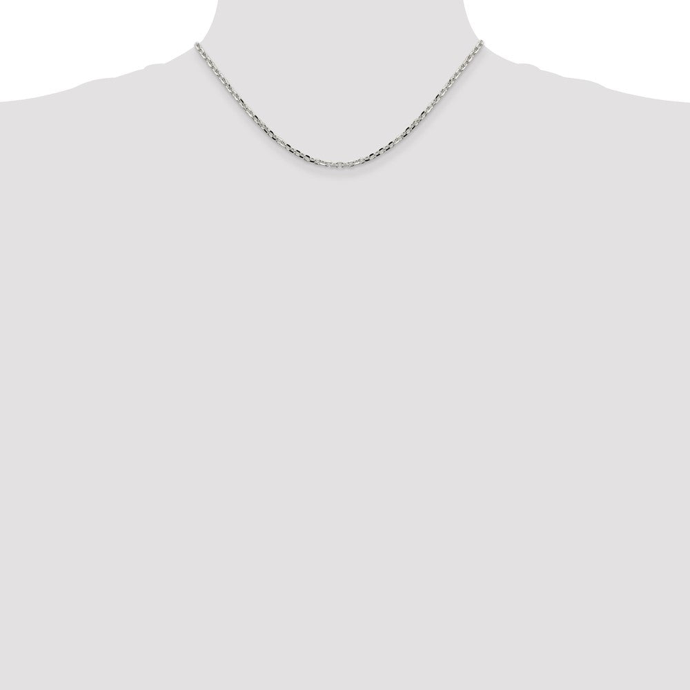 16 Inch Sterling Silver 2.75mm Diamond-Cut Forzantina Cable Chain Necklace