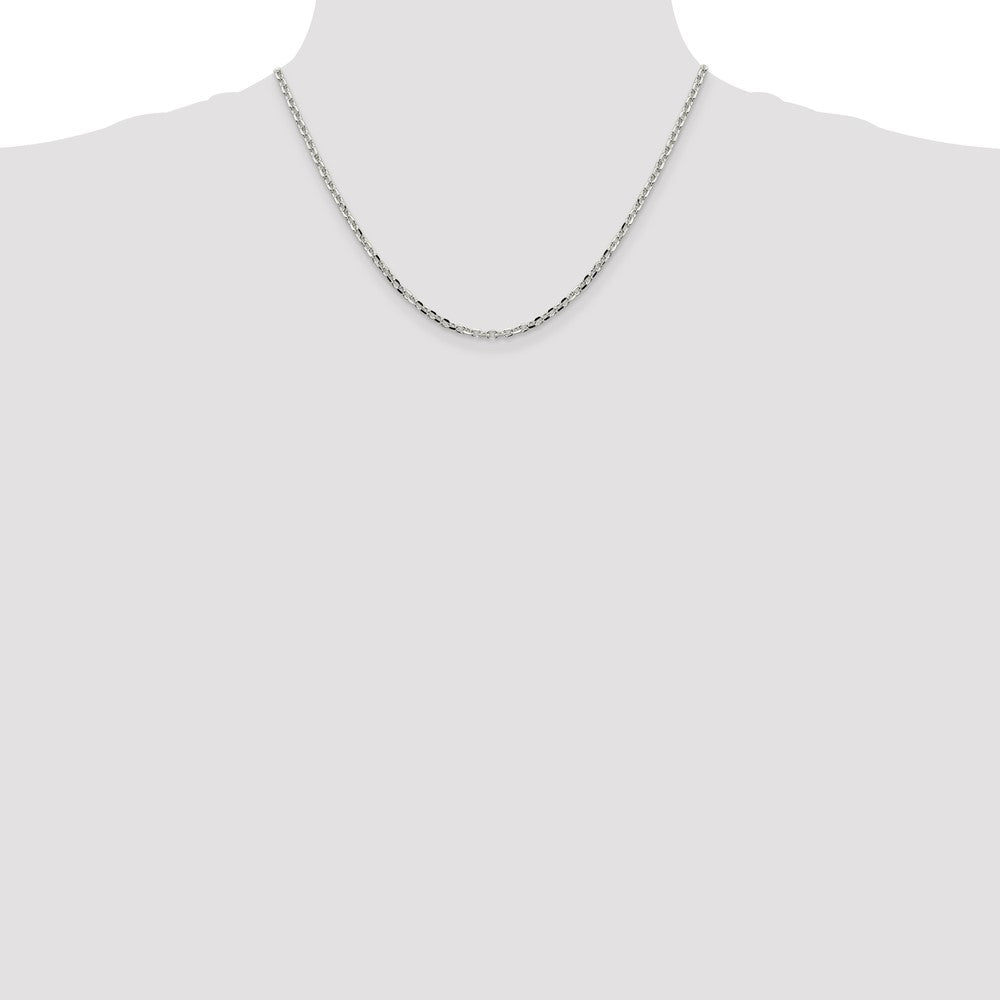18 Inch Sterling Silver 2.75mm Diamond-Cut Forzantina Cable Chain Necklace