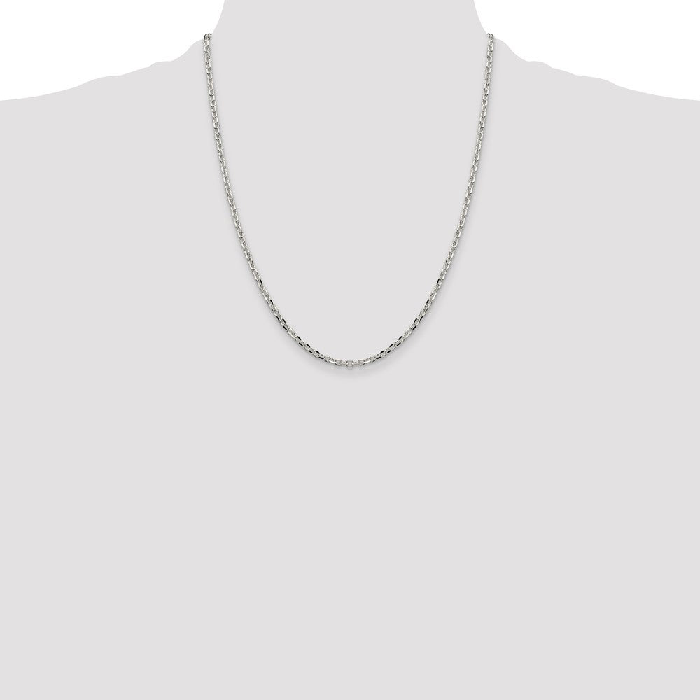 22 Inch Sterling Silver 2.75mm Diamond-Cut Forzantina Cable Chain Necklace
