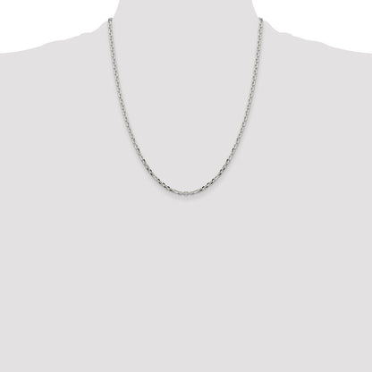 22 Inch Sterling Silver 2.75mm Diamond-Cut Forzantina Cable Chain Necklace